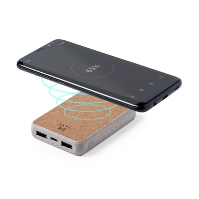 Power bank sans fil en paille de blé 5000 mAh, chargeur sans fil 5W