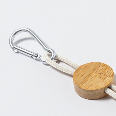 Wheat straw and cotton charging cable with carabiner clip, bamboo element