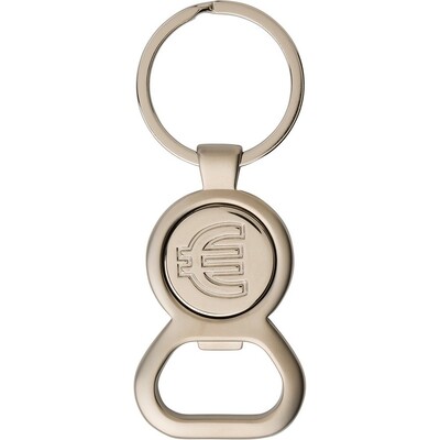 Keyring with shopping cart coin, bottle opener