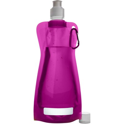 Foldable water bottle 420 ml with carabiner clip