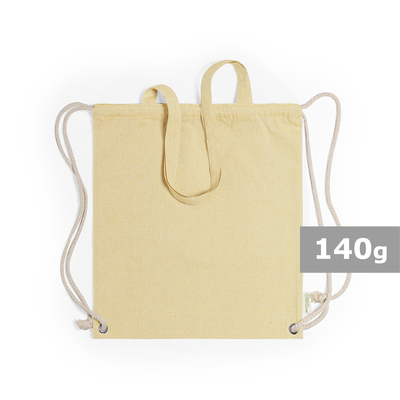 Recycled cotton bag 2 in 1, drawstring bag and shopping bag