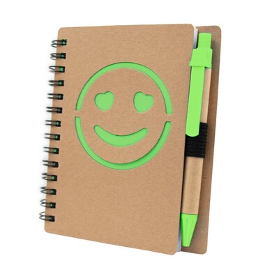 Carnet env. B7 "visage souriant" avec stylo bille | Dylan