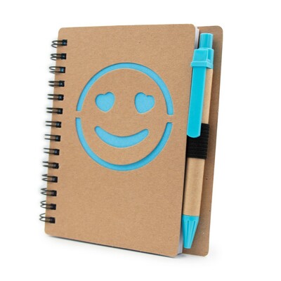 Carnet env. B7 "visage souriant" avec stylo bille | Dylan