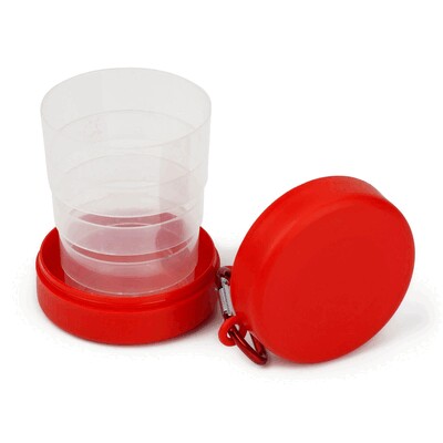 Foldable travel mug 220 ml with carabiner clip