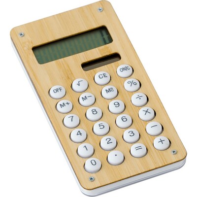 Taschenrechner, Ball-Labyrinth-Spiel auf der Rückseite, Solarpanel, Bambus-Front