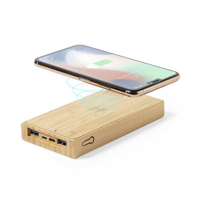 Power Bank sans fil en bambou 10000 mAh, chargeur sans fil 5W, chargeur solaire