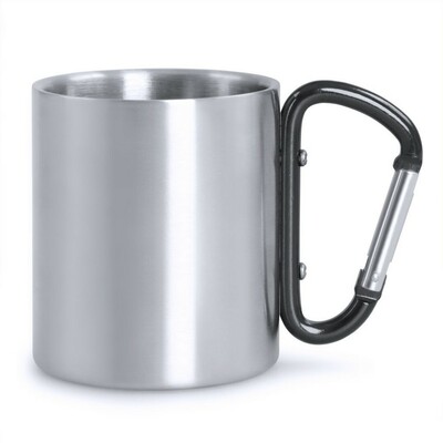 Metal mug 210 ml with carabiner clip