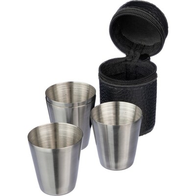 Set mit 4 Metallgläsern