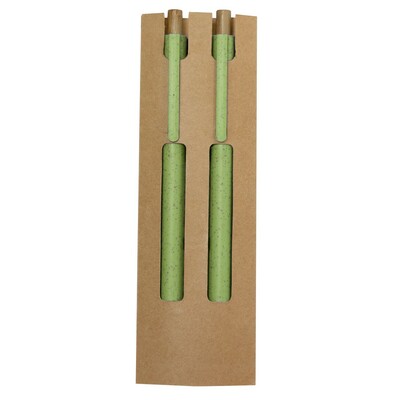 Set d'écriture en paille de blé, stylo à bille et crayon "infinity"